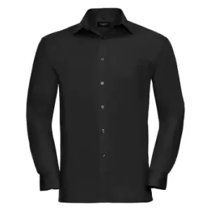 Image of Russell Mens Long Sleeve Pure Cotton Work Shirt (S) (Black)