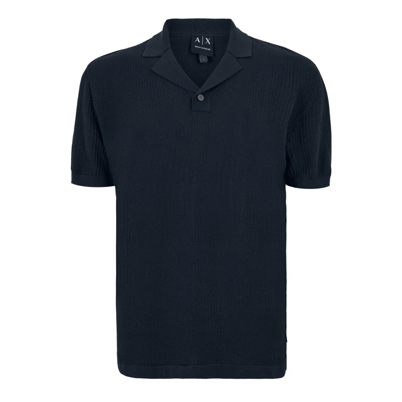 Image of Armani Exchange Mens Knitted Polo Shirt Deep Navy male M