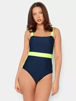 Image of Long Tall Sally Long Tall Sally Colourblock Swimsuit, Blue, Size 12, Women