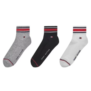 Image of Tommy Bodywear 3 Pack Sports quarter Socks Mens - Blk/White/Gry