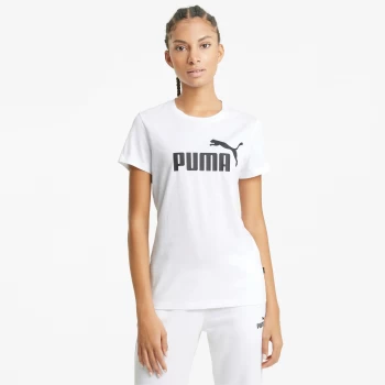 PUMA Essentials Logo Womens T-Shirt, White, size 2X Large, Clothing