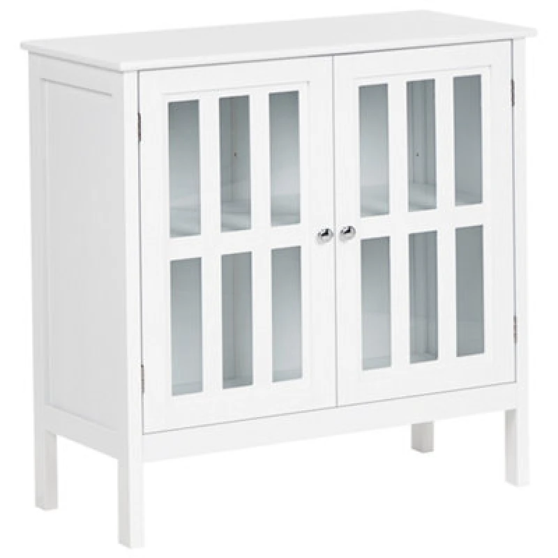 Image of Beliani Glass Display Sideboard Miram 80 Cm White