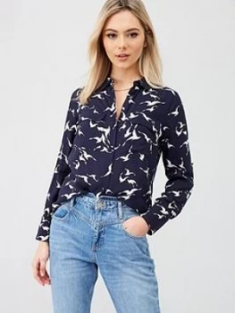 image of Oasis Shadow Bird Shirt - Multi Blue, Multi Blue, Size 10, Women