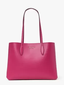 image of Kate Spade All Day Festive Candies Pop Printed Crossgrain Leather Large Tote Bag, Plum Liqueur, One Size