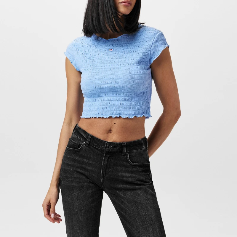 Image of Tommy Jeans Slim Smock T-Shirt - Blue Blue 14