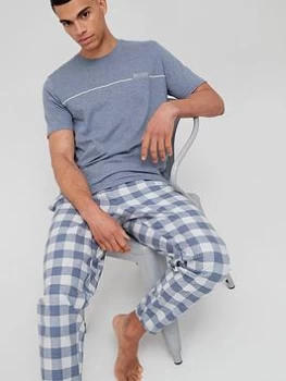 Image of Hugo Boss Cosy Lounge Check T-Shirt Pastel Blue Size L Men