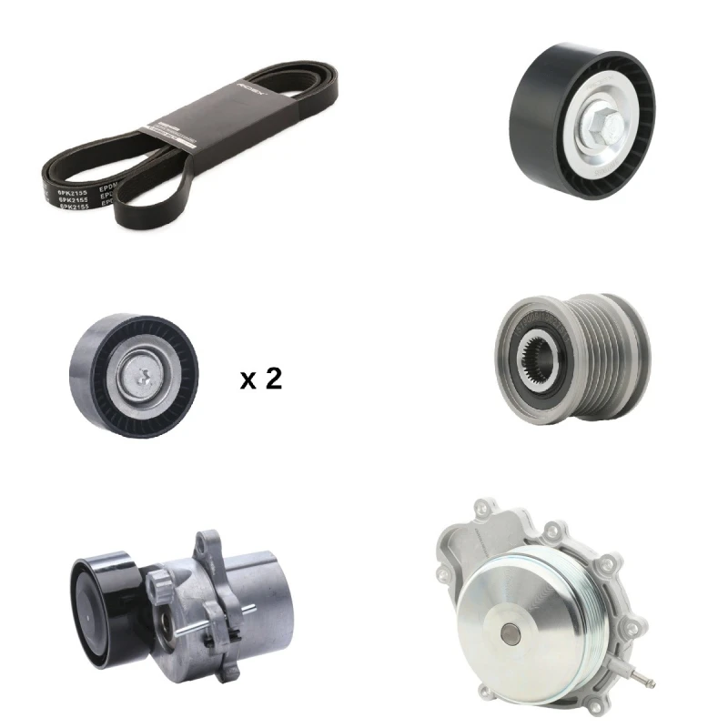 Image of RIDEX 4172P0005 Water Pump + V-Ribbed Belt Kit with vacuum bypass Water Pump + V-Ribbed Belt Kit (4172)