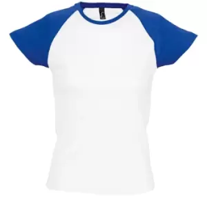 Image of SOLS Womens/Ladies Milky Contrast Short/Sleeve T-Shirt (L) (White/Royal Blue)