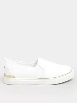 Image of Yours Extra Wide Fit Gold Hardware Slip On Trainer White, Size 4Eee, Women