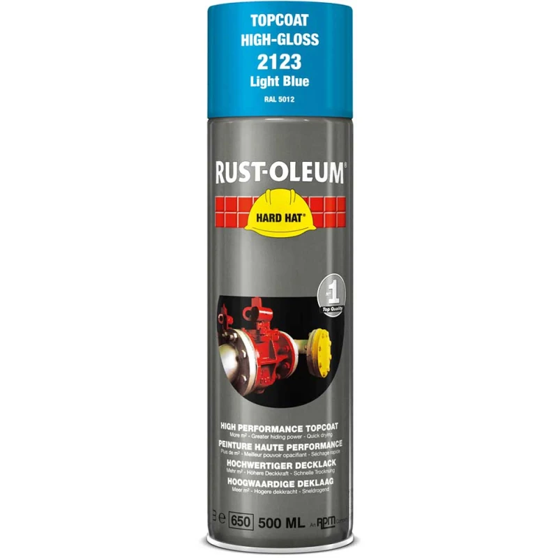 Image of Rust Oleum Hard Hat Metal Spray Paint 2123 Colour: Light Blue