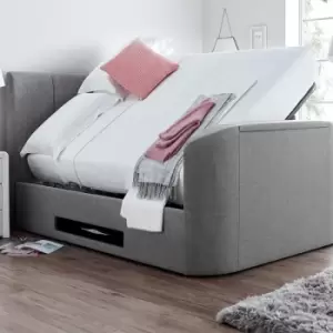 Image of Copenhagen Upholstered Ottoman tv Bed Mid Grey - King Size Bed Frame Only - Grey