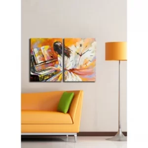 Image of 2P3040CS-75 Multicolor Decorative Canvas Wall Clock (2 Pieces)