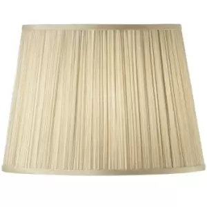 image of 14" Luxury Round Tapered Lamp Shade Beige Pleated Organza Modern Elegant Drum