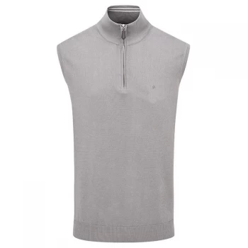 Image of Oscar Jacobson Pin Zip Sleeveless Sweater - Light Grey