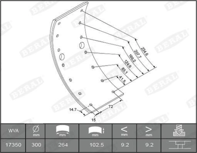 Image of Brake Lining Kit, drum brake BERAL KBL17350.0-1561