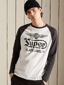 Image of Superdry Black Out Raglan Long Sleeve Top - Ecru Size XL Men