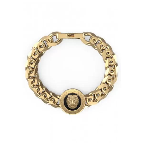 Image of Mens Gold-tone Plated 21mm Lion Coin Bracelet UMB01314YGBKL