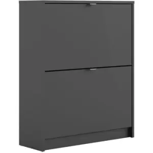 image of Shoes Shoe cabinet w. 2 tilting doors and 2 layers Matt Black - Matt Black