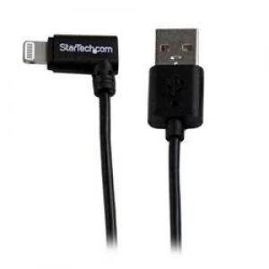 image of StarTech.com 1m (3ft) Angled Black Apple 8-pin Lightning Connector to USB Cable for iPhone iPod iPad