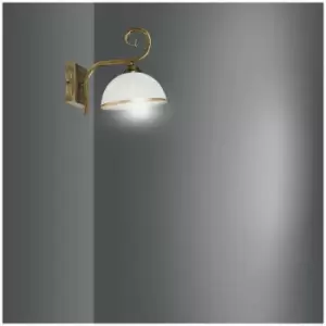 Image of Emibig Wivara Gold Dome Wall Lamp with White, Gold Glass Shades, 1x E27