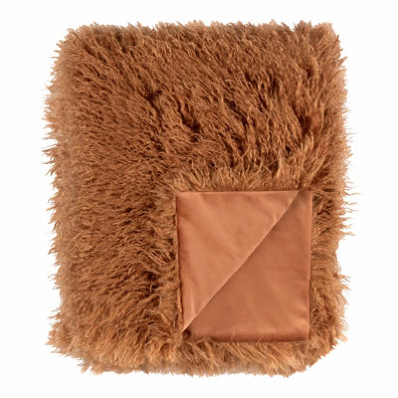 Image of Furn Furn Rowan Faux Fur Throw in Orange Size: 130cm x 170cm Orange 130cm x 170cm Unisex 5025532356307