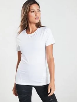 Image of Nike Pro Training All Over Ss Mesh Top - White, Size XL, Women