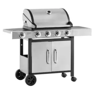 Image of Outsunny Deluxe Gas Barbecue Grill 4+1 Burner Garden Bbq With Large Cooking Area - Black