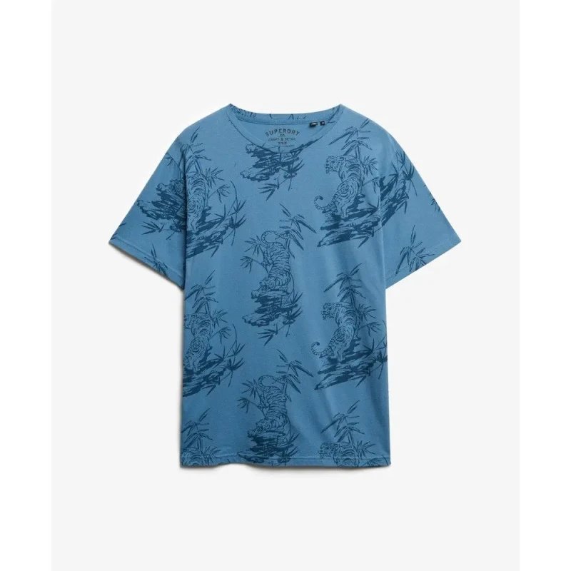 Image of Superdry Printed T-Shirt Superdry Classic Essential Bleu Male M