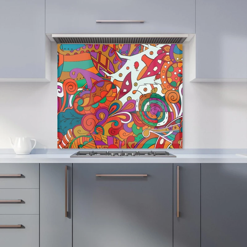 Image of Warren Reed - Designer Mehndi Design Kitchen Splashback in Red Size: 900mm x 650mm Red Unisex 900mm x 650mm