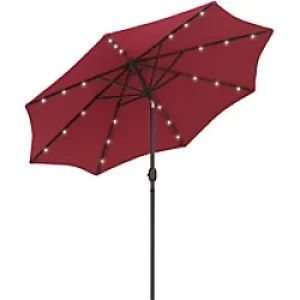 Image of Outsunny Sun Umbrella 84D-018WR Metal, Polyester, LED Wine Red