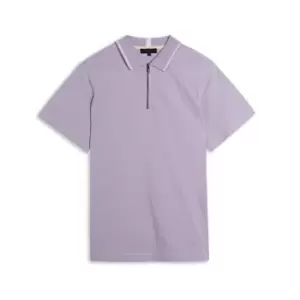 Image of Ted Baker Buer Zip Up Polo Shirt - Purple