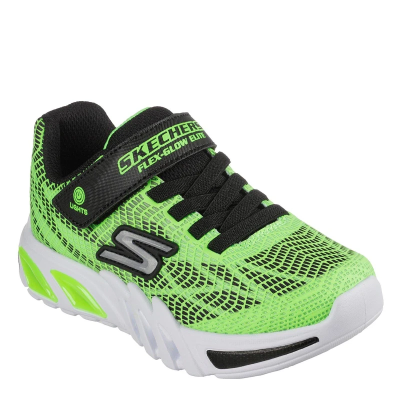 Image of Skechers Flex-Glow Child Boys Trainers Lime/Black male C10 (27.5)
