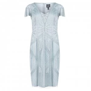 image of Adrianna Papell V Neck Beaded Dress - HORIZON