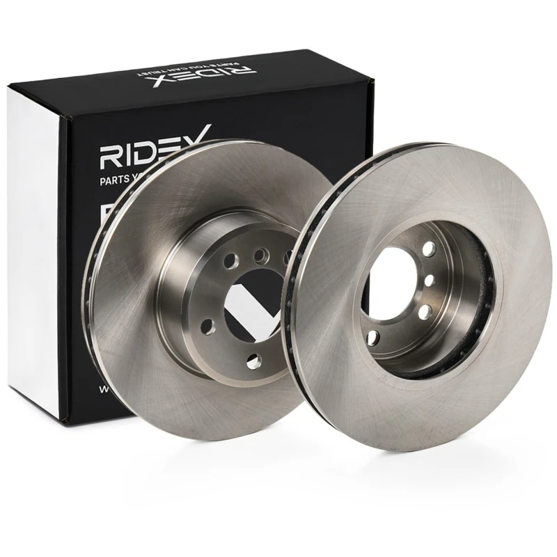 Image of RIDEX 82B0639 Brake disc Front Axle, Vented, Cast Iron, Uncoated, Untreated, without bolts/screws Cast Iron Brake Disc (82)