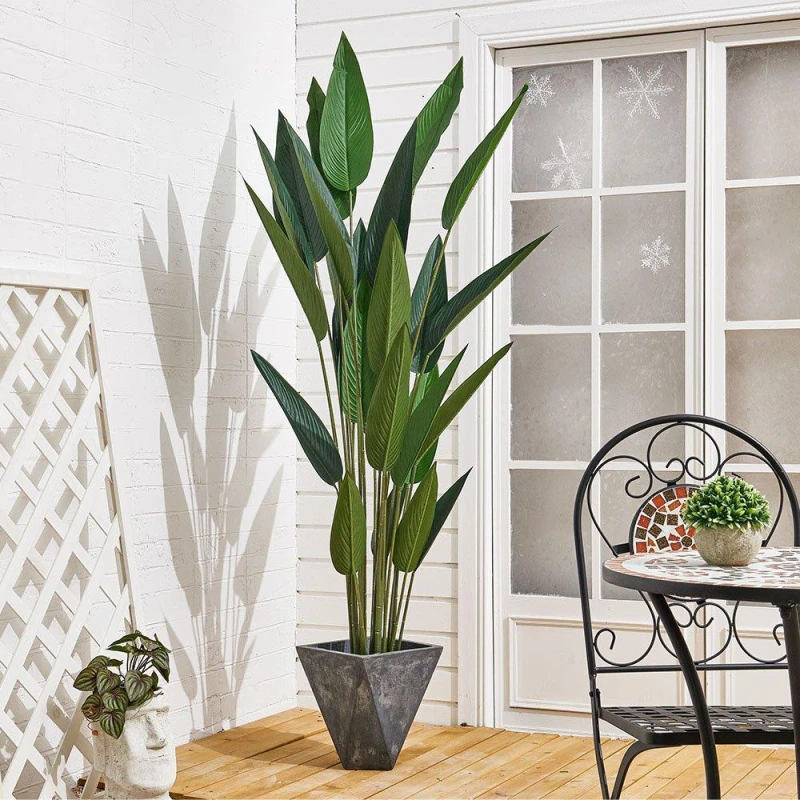 Image of LIFE IDEAS Artificial Bird of Paradise Plant Tropical Tree Green Black unisex One size