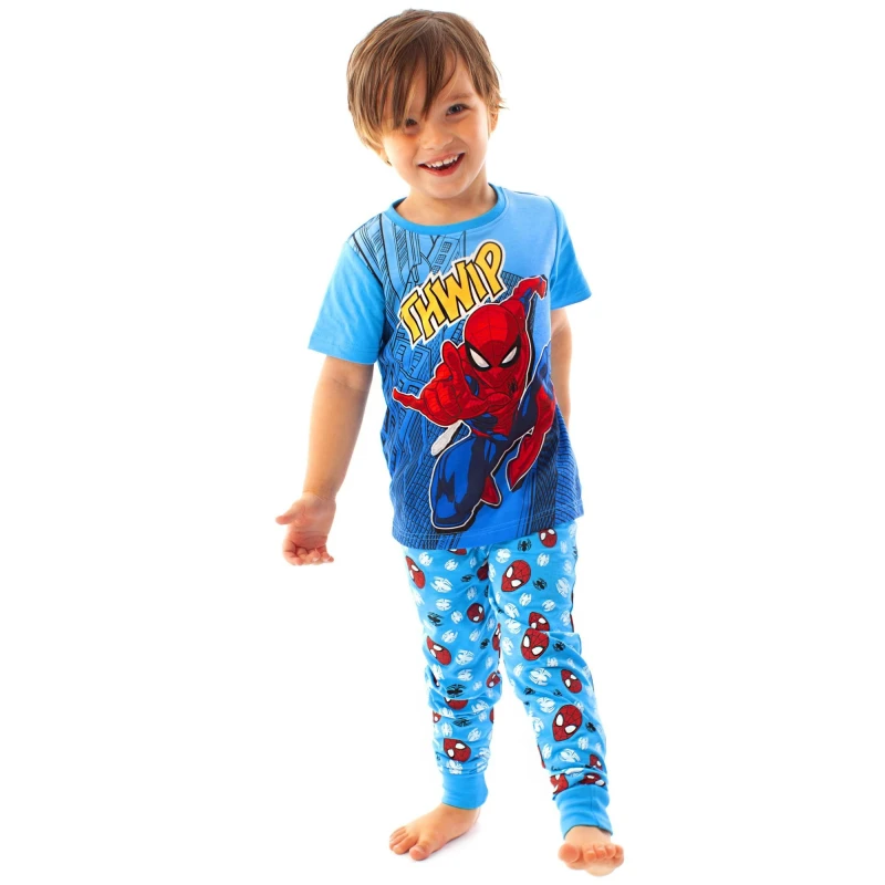 Image of Marvel Short Sleeve Long Leg Pyjama Set Blue unisex