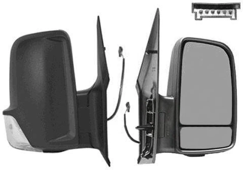 Image of VAN WEZEL 3077828 Wing mirror * HAGUS * Right, black, Short mirror arm, with cable Outside Mirror (50)