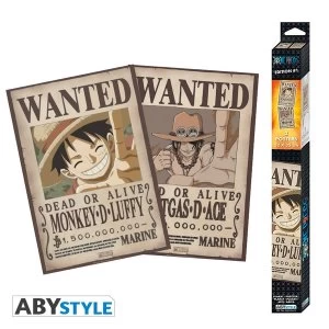 Image of One Piece - Wanted Luffy & Ace Poster