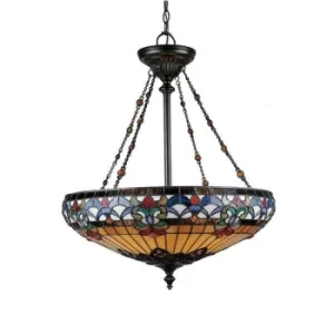 Image of Belle Fleur 4 Light Tiffany Ceiling Pendant Vintage Bronze, E27