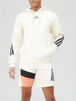 Image of Adidas 3-Stripe Tape Pullover Hoodie - White/Blue