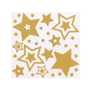 image of Festive Wonderland Glitter Christmas Star Window Sticker Decorations (One Size) (Gold)