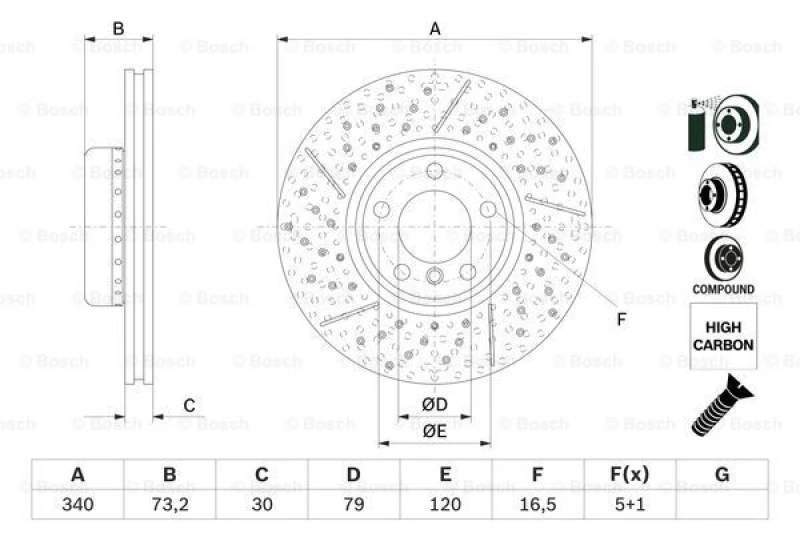 Image of Brake disc Bosch 0 986 479 E12