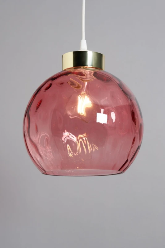 Image of BHS Lighting Deana Dimpled Glass Ball Easy Fit Light Shade in Pink Pink Unisex