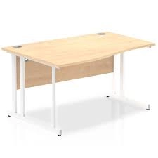 Image of Impulse 1400 Left Hand White Cantilever Leg Wave Desk Beech