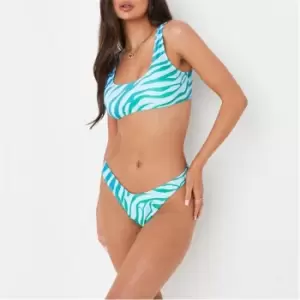 image of Missguided Zebra Print Scoop Neck Bikini Top - Blue