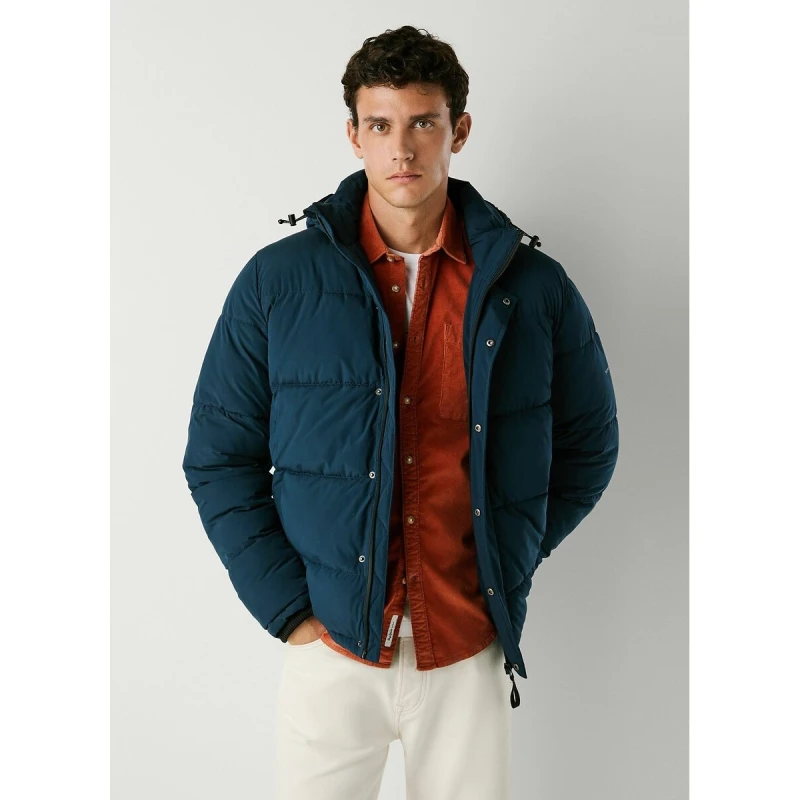 Image of Pepe Jeans Jobias Hooded Padded Jacket Navy Blue Polyester L