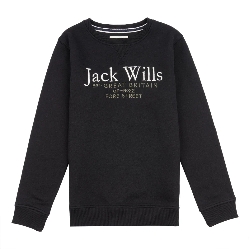 Image of Jack Wills Script Crew Neck Sweatshirt Juniors - Black 9 - 10 Years
