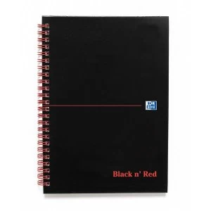 image of Black n Red A5 Glossy Hardback Wirebound Notebook 90gm2 140 Pages Ruled and Perforated Recycled Black Pack of 5