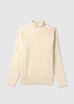 image of Les Deux Mens Eddie Wool Rib Rollneck Knit In Light Sand Melange