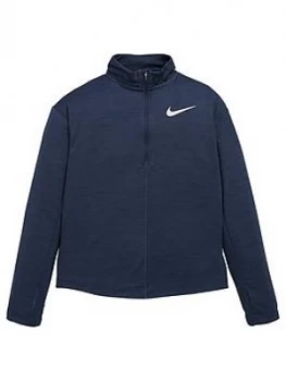 image of Nike Girls Run Long Sleeve Half Zip Top - Black Silver